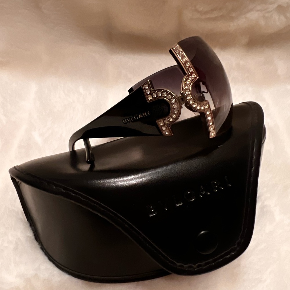 Authentic Bvlgari designer sunglasses with Swarovski crystal on the sides